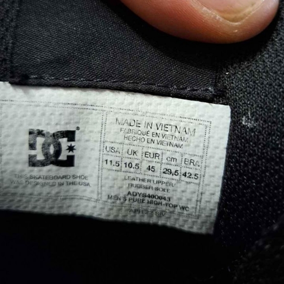 Dc Shoes Pure High Top Mens Skate Leather Sneakers In Black - Picture 2 of 2